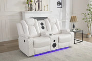Griffin Leather Power Recliner Loveseat Couch with Bass Speakers and LED Lights