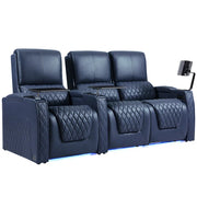 Valerie Home Theater Seating Top Grain Leather Recliner Sofa Power Headrest & Footrest