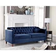 Gisela Blue Velvet Sofa with Square Arms