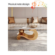 Indigo Luxury White Oval Coffee Table with Musical Note Base–Modern Accent Piece for Living Room Decor