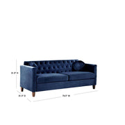 Gisela Blue Velvet Sofa with Square Arms