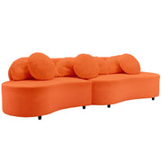 Anneliese 103.5-Inch Wide Modern Curved Armless Sofa in Orange Lamb Velvet