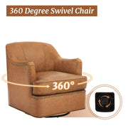 Benson Genuine Leather Swivel Barrel Chair (Set of 2)