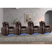 Maverick Power Recliner with Adjustable Headrest  for Man Cave Home Theater Chair with Cup Holders USB LED (Set of 4)