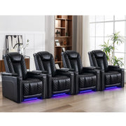 Valentina 35.4'' Wide Modern Faux Leather Power Recliner Home Theater Individual Seat with Cup Holders