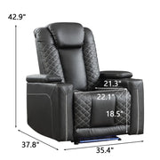 Valentina 35.4'' Wide Modern Faux Leather Power Recliner Home Theater Individual Seat with Cup Holders
