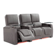 Valerie Home Theater Seating Top Grain Leather Recliner Sofa Power Headrest & Footrest