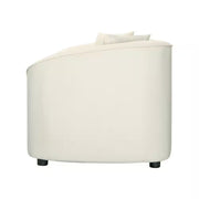 Clara Modern Curved 3-Seater Sofa with Rolled Arms, Velvet Upholstery, and Accent Pillows – Beige