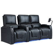 Valerie Home Theater Seating Top Grain Leather Recliner Sofa Power Headrest & Footrest