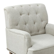 Dolores Armchair with Carved Legs - Oatmeal Color