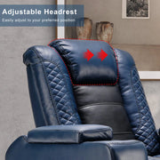 Maverick Power Recliner with Adjustable Headrest  for Man Cave Home Theater Chair with Cup Holders USB LED (Set of 4)