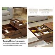 Eden Extendable Wood Coffee Table with 2 Drawers, 4 Hidden Storges - No-Assembly Required