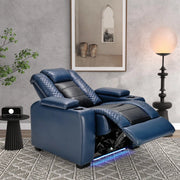 Maverick Power Recliner with Adjustable Headrest  for Man Cave Home Theater Chair with Cup Holders USB LED (Set of 4)