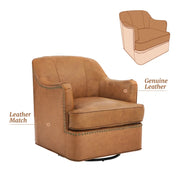 Benson Genuine Leather Swivel Barrel Chair (Set of 2)