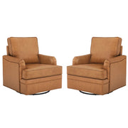 Elijah Genuine Leather Swivel Accent Chair (Set of 2)