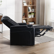 Valentina 35.4'' Wide Modern Faux Leather Power Recliner Home Theater Individual Seat with Cup Holders