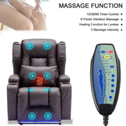 Magnus Leather Power Recliner Chair Home Theater Seating with LED Lights and Cup Holders