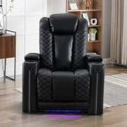 Valentina 35.4'' Wide Modern Faux Leather Power Recliner Home Theater Individual Seat with Cup Holders