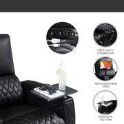 Valerie Home Theater Seating Top Grain Leather Recliner Sofa Power Headrest & Footrest