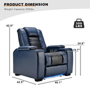 Maverick Power Recliner with Adjustable Headrest  for Man Cave Home Theater Chair with Cup Holders USB LED (Set of 4)