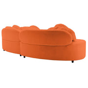Anneliese 103.5-Inch Wide Modern Curved Armless Sofa in Orange Lamb Velvet