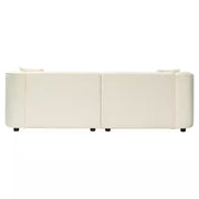 Clara Modern Curved 3-Seater Sofa with Rolled Arms, Velvet Upholstery, and Accent Pillows – Beige