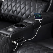 Valerie Home Theater Seating Top Grain Leather Recliner Sofa Power Headrest & Footrest