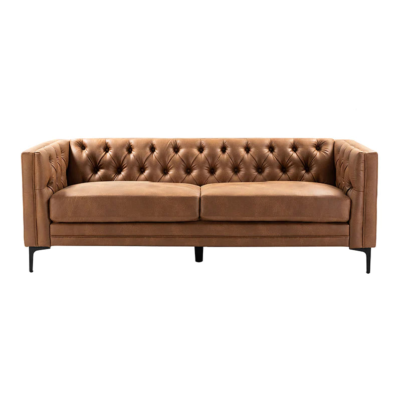 83" Vegan Leather Tufted Sofa