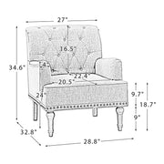Dolores Armchair with Carved Legs - Oatmeal Color