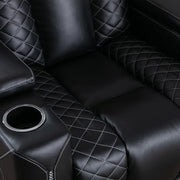 Valentina 35.4'' Wide Modern Faux Leather Power Recliner Home Theater Individual Seat with Cup Holders