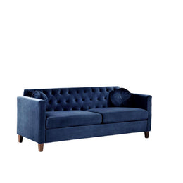 Gisela Blue Velvet Sofa with Square Arms