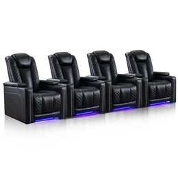 Valentina 35.4'' Wide Modern Faux Leather Power Recliner Home Theater Individual Seat with Cup Holders