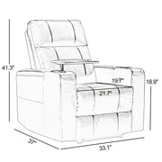 Ethan Modern Power Reclining Faux Leather Home Theater Seats with Cup Holders, Set of 4