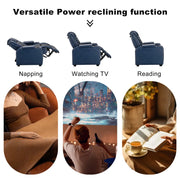 Maverick Power Recliner with Adjustable Headrest  for Man Cave Home Theater Chair with Cup Holders USB LED (Set of 4)