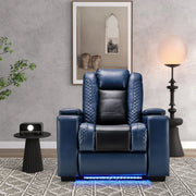 Maverick Power Recliner with Adjustable Headrest  for Man Cave Home Theater Chair with Cup Holders USB LED (Set of 4)