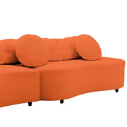 Anneliese 103.5-Inch Wide Modern Curved Armless Sofa in Orange Lamb Velvet