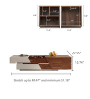 Eden Extendable Wood Coffee Table with 2 Drawers, 4 Hidden Storges - No-Assembly Required