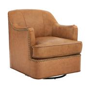 Benson Genuine Leather Swivel Barrel Chair (Set of 2)