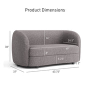 Ramona 63'' Curved Tuxedo Arm Loveseat