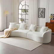 Rayven Modern 5-Seater Sectional Sofa in Beige Bouclé Fabric with Pillows 