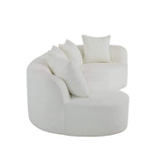 Rayven Modern 5-Seater Sectional Sofa in Beige Bouclé Fabric with Pillows 