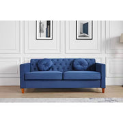Gisela Blue Velvet Sofa with Square Arms