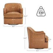 Benson Genuine Leather Swivel Barrel Chair (Set of 2)