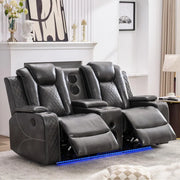 Griffin Leather Power Recliner Loveseat Couch with Bass Speakers and LED Lights