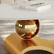 Indigo Luxury White Oval Coffee Table with Musical Note Base–Modern Accent Piece for Living Room Decor