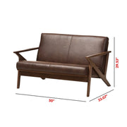 Harvey Mid-Century Modern 2-Seater Loveseat with Distressed Faux Leather Finish