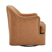 Benson Genuine Leather Swivel Barrel Chair (Set of 2)