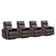 Ethan Modern Power Reclining Faux Leather Home Theater Seats with Cup Holders, Set of 4