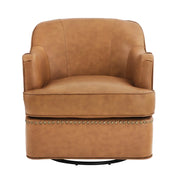 Benson Genuine Leather Swivel Barrel Chair (Set of 2)