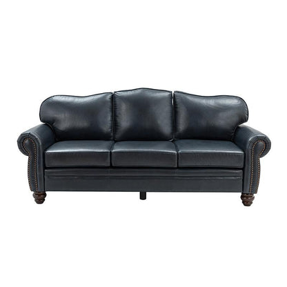 Arlo 81" Genuine Leather Sofa - Navy
